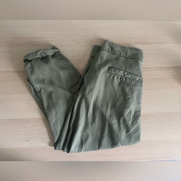 Womens Max Jeans Army Green Drawstring Soft Pant rolled up leg size 6 - Picture 6 of 8